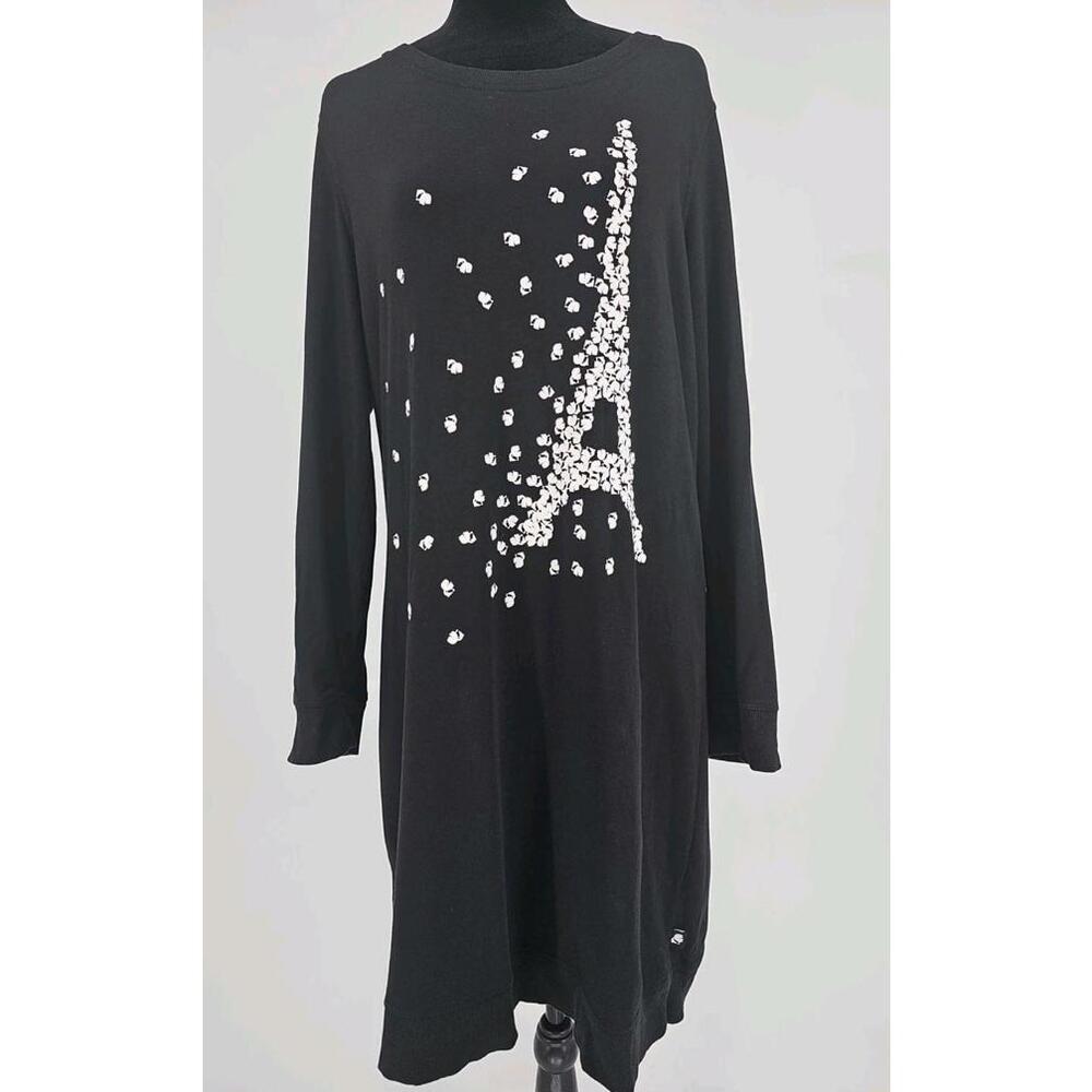Karl Lagerfeld T-Shirt Dress Medium Black White Eiffel Tower‎ Paris